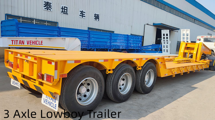3 axle 80 tons lowboy trailer