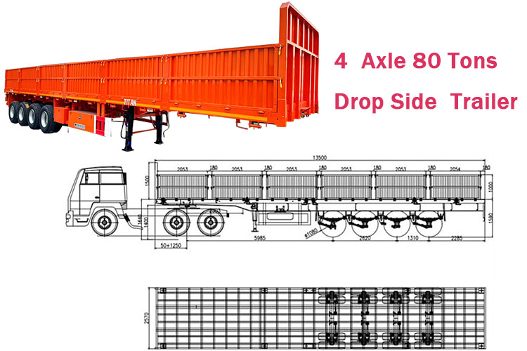 4 Axle 80 Tons Sideboard Trailer in Mozambique